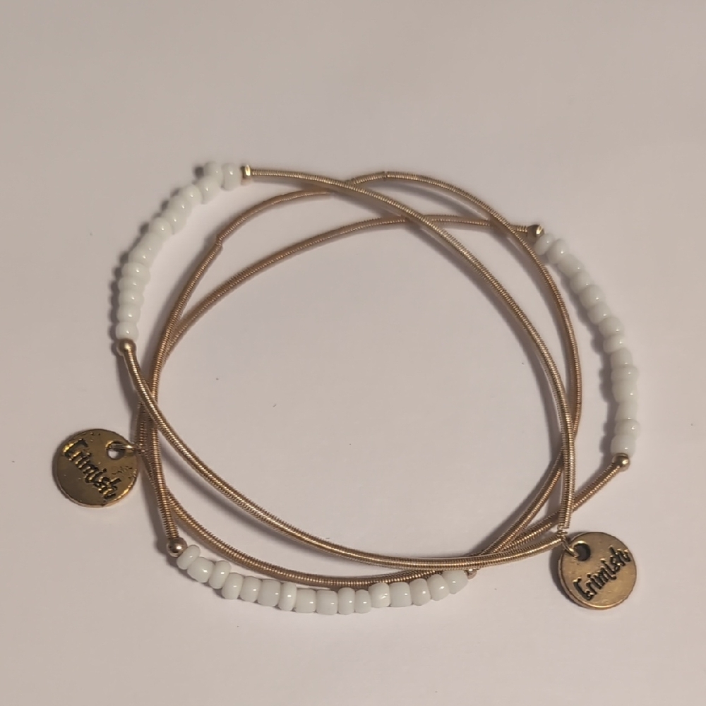Erimish Gold and White Beaded Bracelet Set Of 3